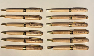 Maple Wood Engraved Black Ink Pens  | Piper and Dune Exclusives | 2 Options Johnson Plastics