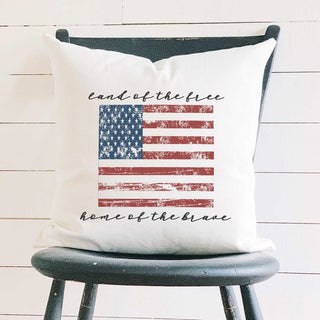 American Flag - Cotton Canvas Pillow Indigo Tangerine