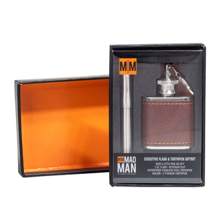 Executive Flask & Toothpick Giftset | Mad Man Mad Man - Nicole Brayden Gifts LLC