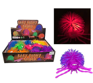 6" Light-up Baby Bushy Spider Puffer Ball - Two-Tone Handee Products