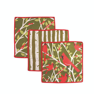 RED CARDINALS Dish Cloths, Set of 3 rockflowerpaper