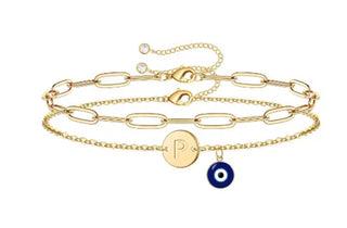 Evil Eye Initial Bracelet Set Piper and Dune