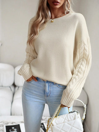 Beige Round Neck Knit Top Wholesalesir