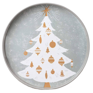 WINTER WHITE TREE 15 Inch Round Tray rockflowerpaper