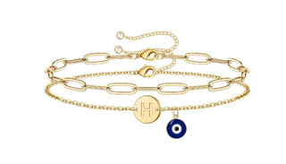 Evil Eye Initial Bracelet Set Piper and Dune