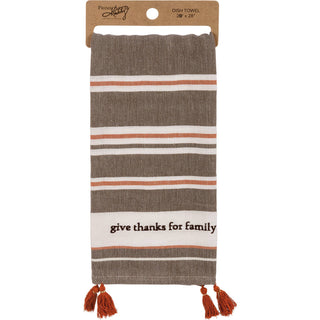 Give Thanks For Family Striped Kitchen Towel Primitives by Kathy