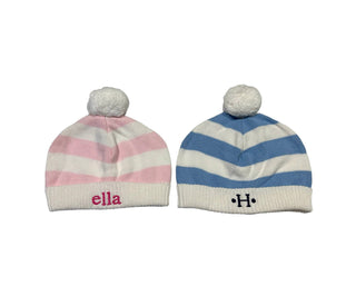 1657 - Cotton Striped Hat with Pompom: 12m / Pink A Soft Idea