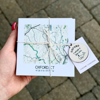 Western Connecticut Local Towns Map Ceramic Coasters | 8 Towns Sparks House Co.