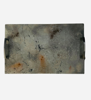Artisan Made Tabletop Resin Rectangle Tray with Handes Let It Flo Studio