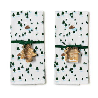 Winter Scene Dish Towel and Cookie Cutter Set - 2 Assorted Cookie Cutter Designs C&F Home