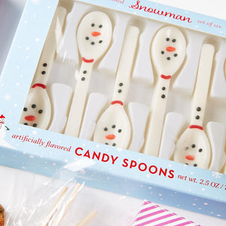 Snowman Set of 6 Edible Vanilla Candy Spoons in Gift Box Two's Company