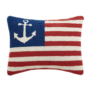 Anchor USA American Flag Hook Pillow Peking Handicraft