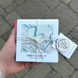 Western Connecticut Local Towns Map Ceramic Coasters | 8 Towns Sparks House Co.