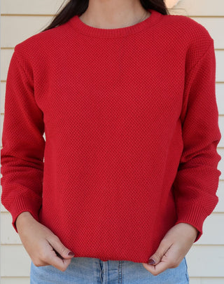 Red Seed Stitch Pullover| Unisex Sizing Binghamton Knitting Co