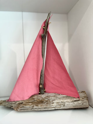 Artisan Made Driftwood Sailboats - Medium Blue Door Vibes