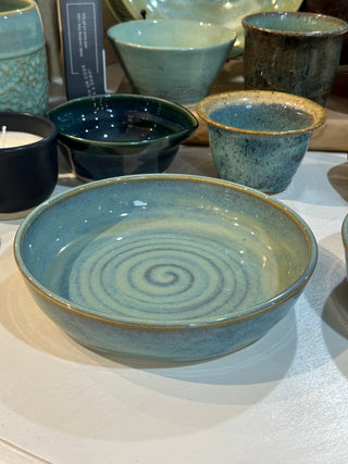 Green Low Dish with Spiral | Michele Miller Michele Miller Pottery