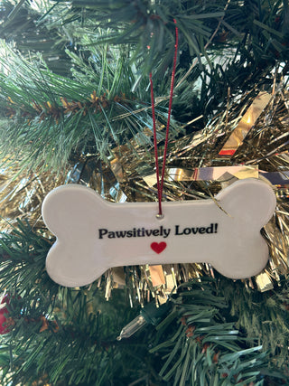 Pawsitively Loved! Dog Bone Ornament Piper and Dune