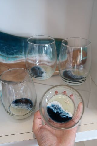 Ocean Resin Stemless Wine Glass - Gypsy Waves Gypsy Waves