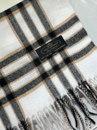 Unisex 100% Cashmere Scarves - Plaid Colors Seattle Silver