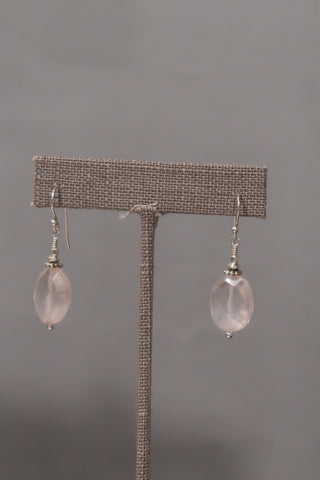 Rose Quartz Oval Drop Earrings - Jewelry by emmy starr Emmy Starr