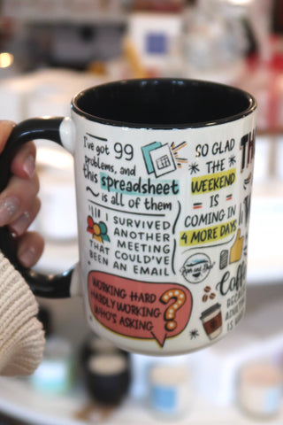 "Thoughts During Work" Snarky Office Vibes Mug - Piper and Dune Exclusive Piper and Dune