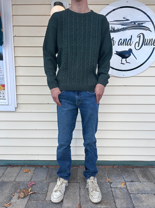 Men's Fisherman Sweater - Dark Green | Binghamton Knitting Company Binghamton Knitting Co