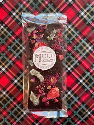 Dark Chocolate Strawberry Glow Bar | Melt Chocolatier Melt Chocolatier