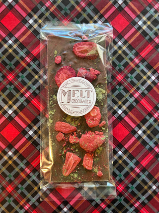 Milk Chocolate Strawberry Matcha Bar | Melt Chocolatier Melt Chocolatier