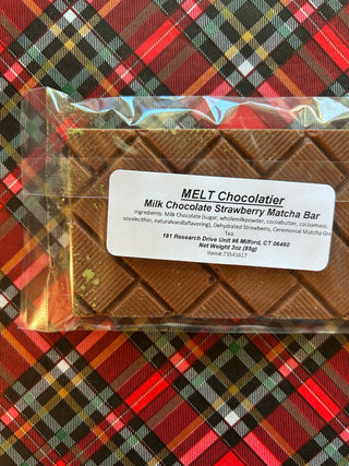 Milk Chocolate Strawberry Matcha Bar | Melt Chocolatier Melt Chocolatier