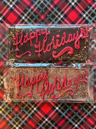 Happy Holidays Chocolate Bar | Melt Chocolatier Melt Chocolatier