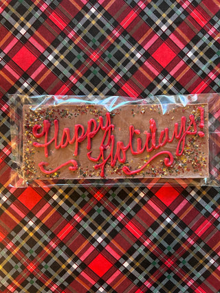 Happy Holidays Chocolate Bar | Melt Chocolatier Melt Chocolatier