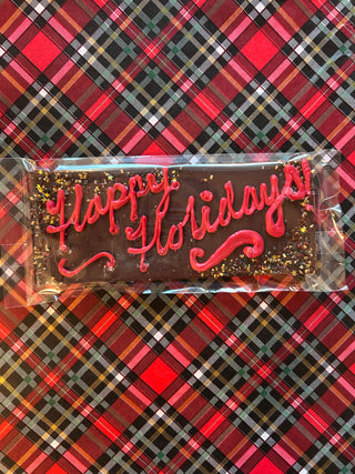 Happy Holidays Chocolate Bar | Melt Chocolatier Melt Chocolatier