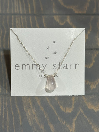 Rose Quartz Tear Drop Necklace - Jewelry by emmy starr Emmy Starr