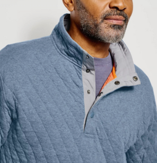 Men s Outdoor Quilted Snap Sweatshirt Dusty Blue Piper and Dune