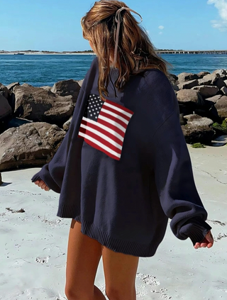 Navy USA Flag Sweater Serenity Collective LLC