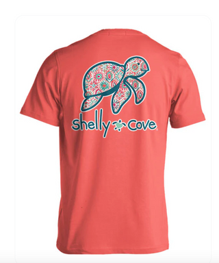 Turquoise and Coral Pattern Turtle | Shelly Cove Shelly Cove