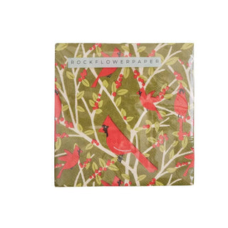 RED CARDINALS Paper Cocktail Napkins, pack of 20 rockflowerpaper