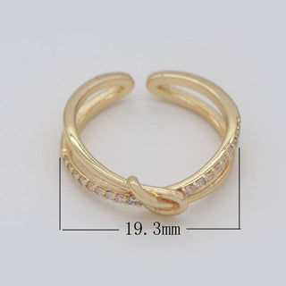 Gold Ring Double Band Ring Gold Twisted Stacking Ring Cz Ring Open Ring Adjustable Ring for Minimalist Jewelry Gift Idea S219 Aim Eternal