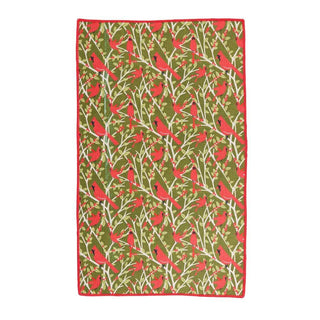 RED CARDINALS blu Kitchen Tea Towel rockflowerpaper