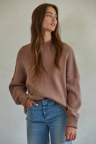 W1539 | Knit Long Sleeve High Neck Chunky Oversized Sweater By Together