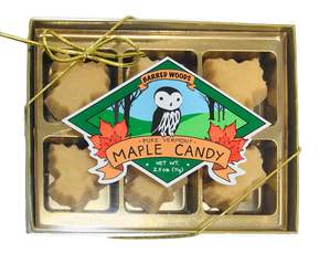 Pure Organic Vermont Maple Candy - 6 Piece Gold Gift Box Barred Woods Maple