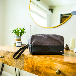 The Classic Waxed Canvas Wash Bag by MAHI Leather - piper-and-dune - Leather Goods