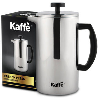 Kaffe French Press Coffee Maker. Double-Wall Stainless Steel Kaffe