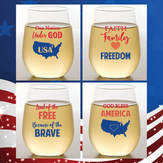 America Shatterproof Wine Glasses - 4 Pack Wine-Oh!