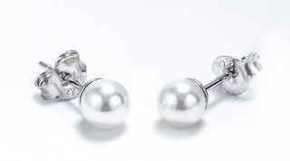 Sterling Silver Synthetic Pearl 8MM Earrings - piper-and-dune - Jewelry