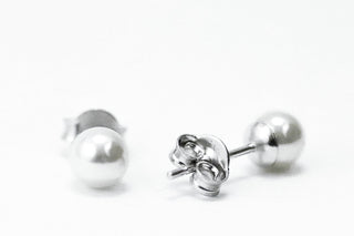Sterling Silver Synthetic Pearl 5MM Earrings - piper-and-dune - Jewelry