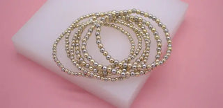 18K Gold Filled Two Tone Beaded Bracelet MIA Jewelry