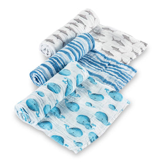 Whale Hello There - Baby Swaddle Blanket Set LollyBanks