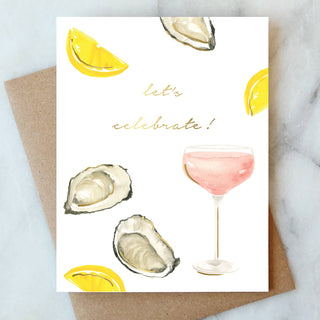 Oysters and Rose Celebration Greeting Card | Cheers Congrats Abigail Jayne Design