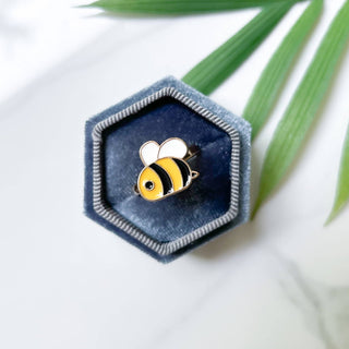 Enamel Fidget Spinner Anxiety Rings, Worry Ring: Bee Kind (Bee) Desert Peach
